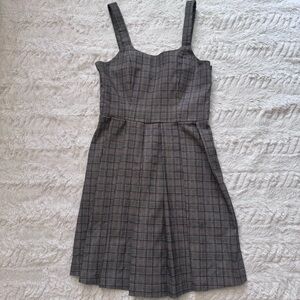 Monteau Los Angeles Gray Plaid Mini Dress M • Academia Core Preppy Coquette
